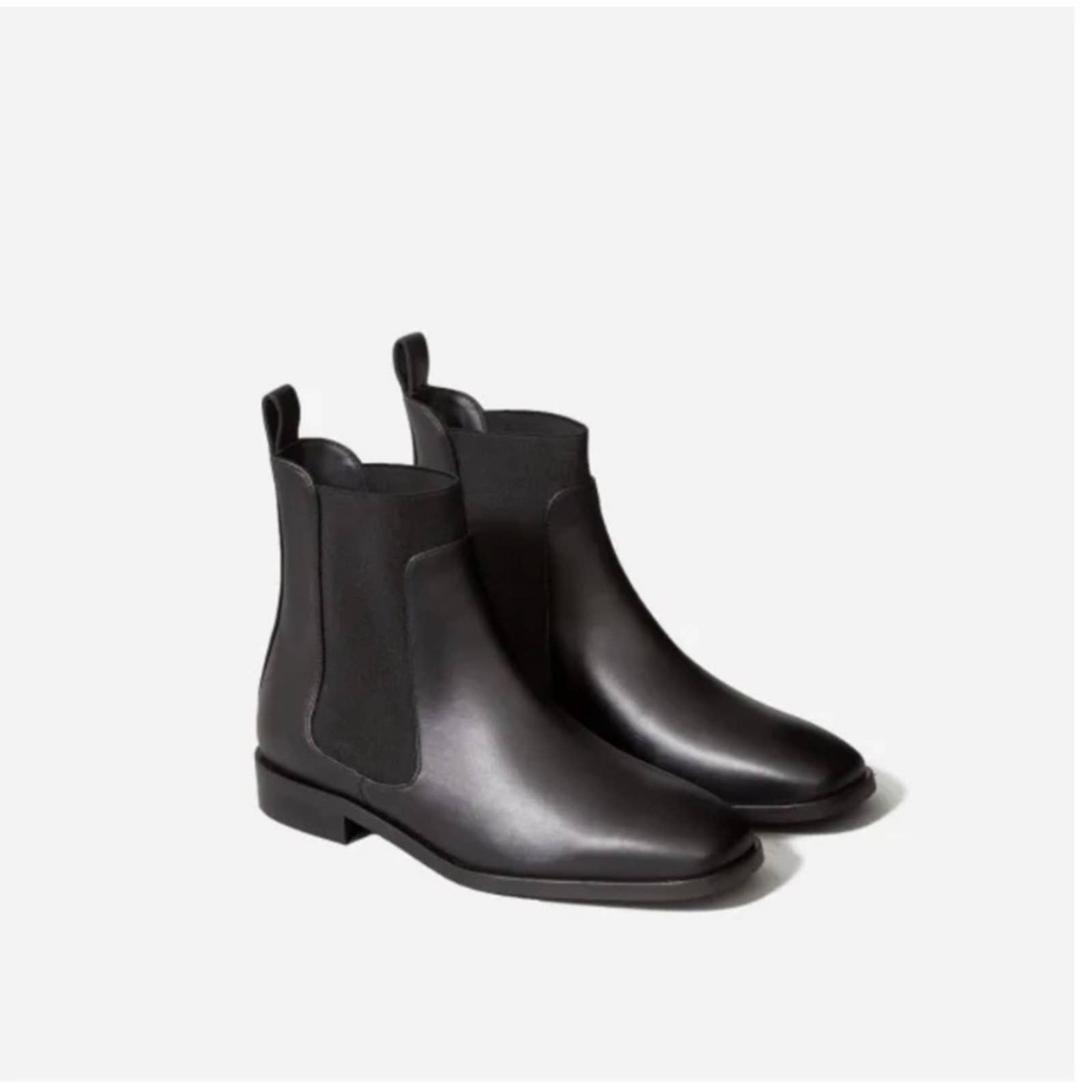 Nwt Everlane Black Square Toe Leather Weather Boots